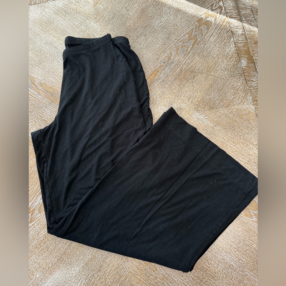 J. Jill Stretch Elastic Waist 28” Black Pants Small Petite Wide Leg Inseam 30”